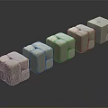 Light Colored Wood Stone Cubes with Textured Surface Arranged in a Row 3d model