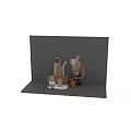 Stylish Kitchen Utensils Collection With Wooden Cutting Boards Marble Trays And Glass Cups