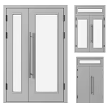 Multiple Metal Glass Panel Doors With Security Camera And Control Unit