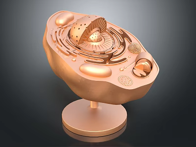 Smart Machine With Intricate Copper Colored Circular Components And Ring Structure Base 3d model