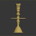 Golden Candlestick With Decorative Top And Circular Tray Base Design