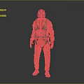 Full Body Military Character in Camouflage Uniform With Helmet Mask and Tactical Gear