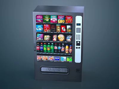 Modern Commercial Vending Machine with Various Snacks Beverages Multiple Selection Slots and Digital Interface 3d model