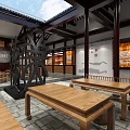 Confucian Culture Exhibition Space With Traditional Chinese Wooden Screens And Moral Values Inscriptions