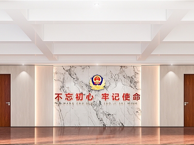 Police Office Building Lobby Hall Ceiling Bulletin Board Background Wall Large Screen 3d model