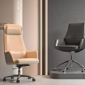 Modern Office Chairs With Beige High Back And Black Low Back Leather Design Metal Wheels