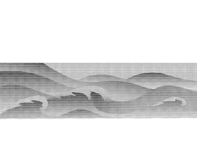 Scenic Wall Design with Mountain and Wave Patterns in Grid Texture 3d model