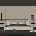 Modern Minimalist Bedroom With Light Colored Rug Large Windows And Greenery View