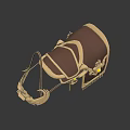 Decorative Brown Leather Saddle And Bridle With Gold Accents Yellow Glowing Elements And Tassels