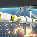 Space Station Structure With Solar Panels And Space Shuttle Orbiting Earth