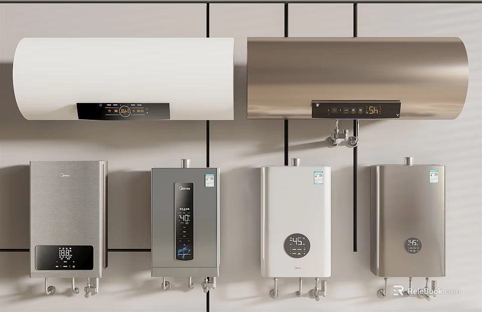 Wall Mounted Household Water Heaters With Various Designs And Modern Styles 3d model 