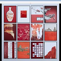 Modern Chinese Wall Art With Red Tones And Various Traditional Patterns 3d model