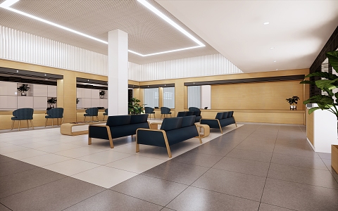 Modern Bank Lobby 3d model