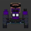 Purple Pixel Style Tractor With Orange Seat And Large Wheels 3D Design