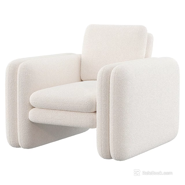 Beige Single Sofa With Plush Fabric Wide Armrests And Modern Design 3d model
