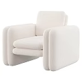 Beige Single Sofa With Plush Fabric Wide Armrests And Modern Design 3d model