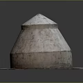 Ancient Dome Shaped Stone Structure Landscape With Square Brick Base And Weathered Surface