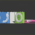 Apple Multicolor Portable Computer Devices With Square Design Circular Control Buttons And Logo 3d model