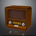 Vintage Electronic Radio With Wooden Case Mesh Speaker And Control Knobs