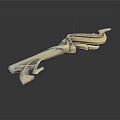 Decorative Golden Metallic Weapon with Curved Design and Polished Shiny Surface