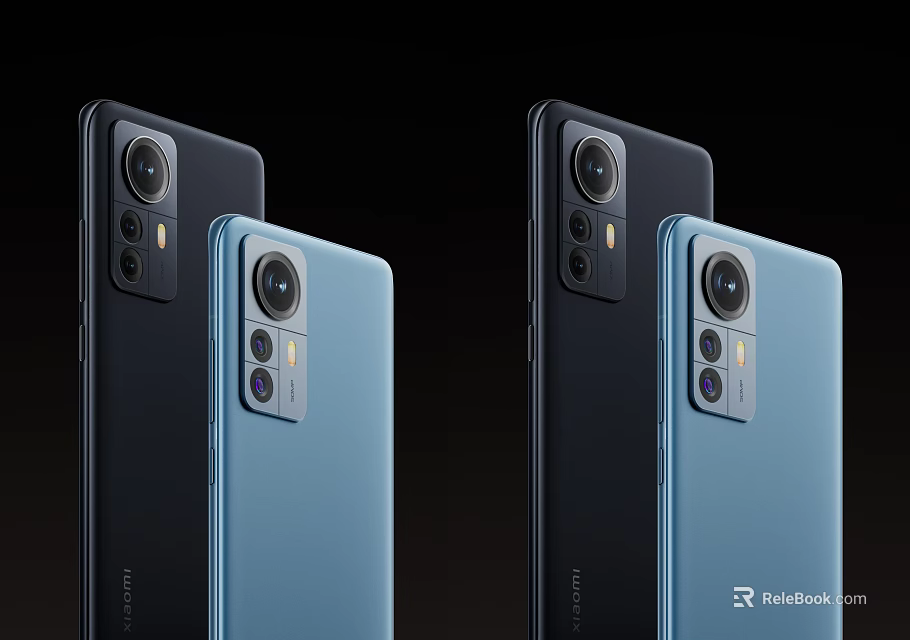 Sleek Modern Smartphones In Blue Black With Multi Camera Module Design 3d model