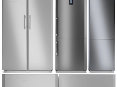 Stainless Steel Refrigerators and Freezers with Modern Design and Various Styles 3d model