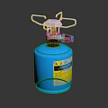 Blue Gas Cylinder With Metal Stand And Safety Valve Blue Knob Design