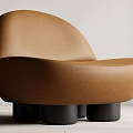 Elegant Modern Brown Curved Upholstered Leisure Chair with Black Cylindrical Legs