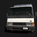 White Commercial Box Truck With Cab And Cargo Container On Black Background 3d model