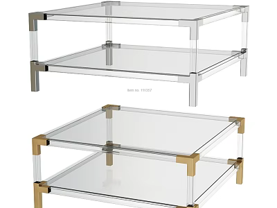Modern Glass Dining Table With Two Tier Design And Golden Silver Metal Frames 3d model