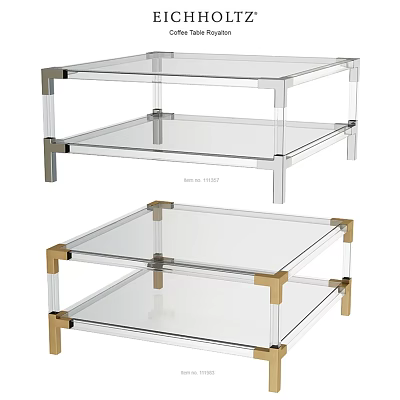 Modern Glass Dining Table With Two Tier Design And Golden Silver Metal Frames 3d model