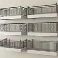 Modern Balcony Railings With Geometric Patterns And Metal Frame Design 3d model