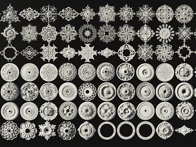 Decorative Ornamental Components With Intricate Circular Star Patterns And Various Designs 3d model