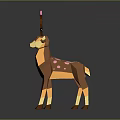 Low Poly Deer Character Featuring Pink Antlers Brown Yellow Body And Spots