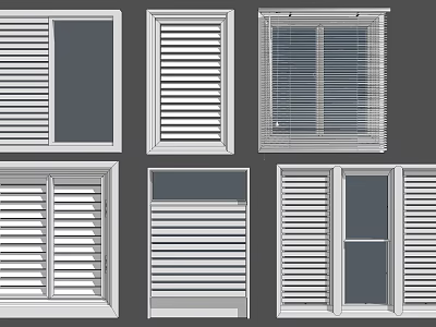 Various Window Blinds Designs For Home Interior With Different Window Styles 3d model