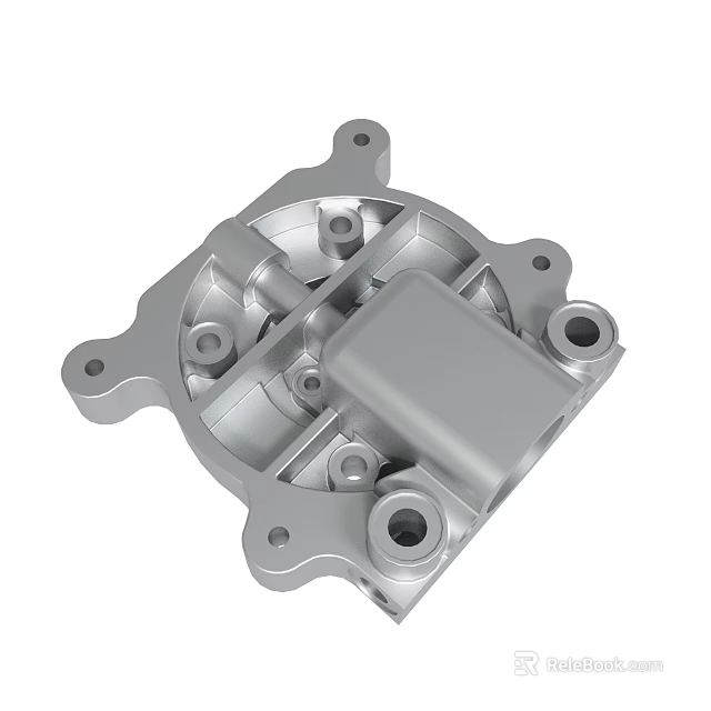 Silver Metal Mechanical Component With Multiple Holes And Structure Design 3d model 