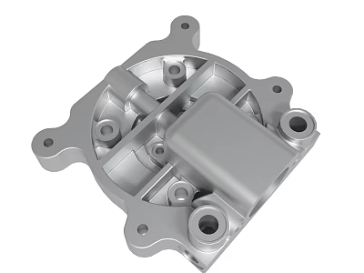 Silver Metal Mechanical Component With Multiple Holes And Structure Design 3d model