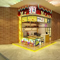 MR Fried Restaurant Exterior With Red Yellow Facade And Illuminated Signboard