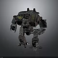 Green Brown Mech Robot Featuring Yellow Insignia Number 1 Mechanical Design Details