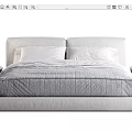 Modern Double Bed with White Pillows Gray Quilt and Round Side Tables 3d model