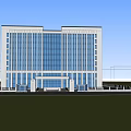 Modern Office Building Facade With Glass Windows Green Trees And Parked Cars