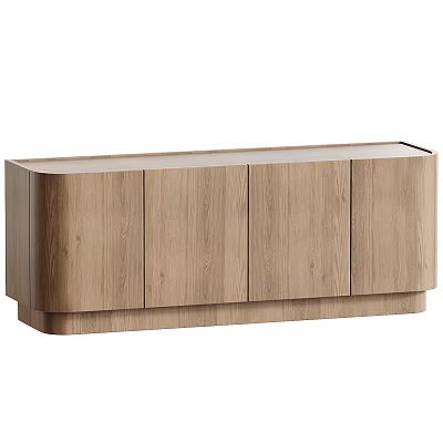 Modern Wooden Dresser With Light Wood Finish And Multiple Storage Cabinet Doors 3d model