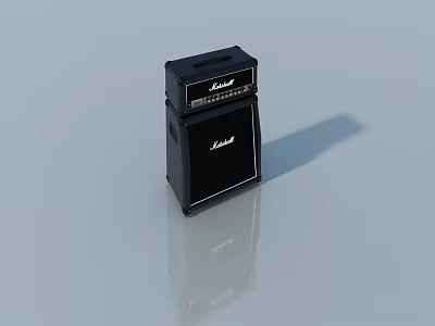 Marshall Black Amplifier Stack With Classic Design Brand Logo And Reflective Surface 3d model