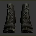 Dark Gray Vintage Lace Up Block Heel Boots With Textured Sole Design