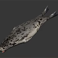 Spotted Seal With Open Mouth Floating In Dark Background 3D Rendering