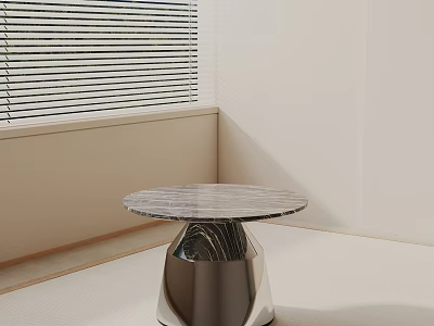 Modern Corner Side Table With Marble Top And Silver Metal Base 3d model