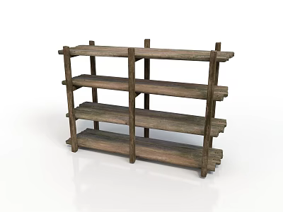 Natural Wooden Multi Tier Shelf Unit For Home Storage And 3d model