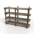 Natural Wooden Multi Tier Shelf Unit For Home Storage And