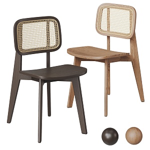 Nordic Rattan Single Chair Rattan Single Chair Combination 3d model