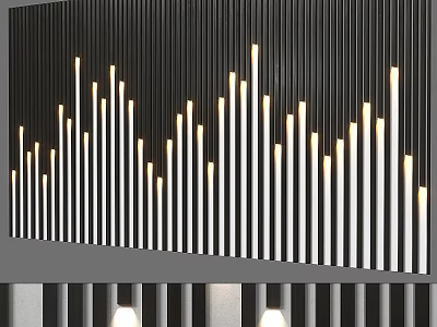 Modern Home Wall Decor With Black Background And Illuminated White Stripes 3d model